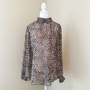 Torrid Chiffon Smock Neck Leopard Blouse NWT - 2X